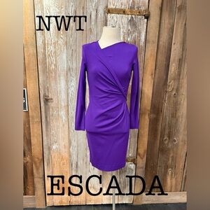 NWT ESCADA Iris Dress Size Small EU 36 Ruched Bodycon Back Zipper Closure ~ EPIC
